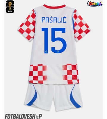 Chorvatsko Mario Pasalic #15 Dětské Domácí Dres MS 2026 Krátký Rukáv (+ trenýrky)